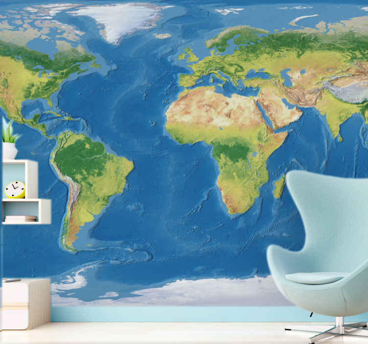 Simple Colorful World Political Map Wall Mural  Peel  Stick Wallpaper   World Maps Online