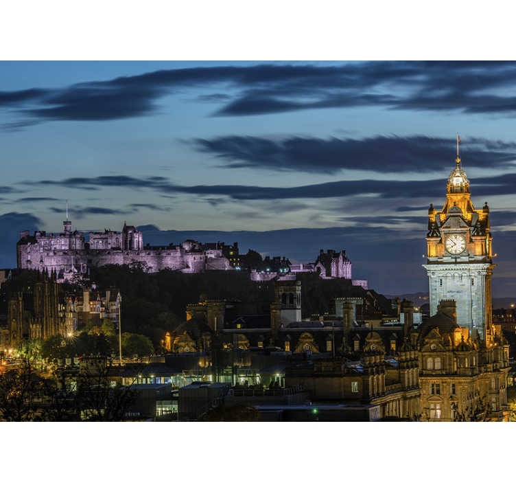 Edinburgh at night wall mural - TenStickers