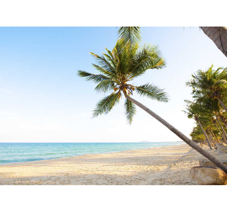 Adesivo Spiaggia Palma palm albero paesaggio murale wall sticker sea mare sole
