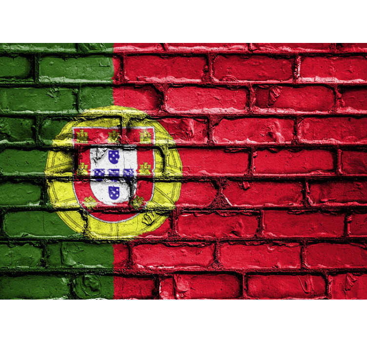 Mural de parede Bandeira de Portugal em tijolo  - TenStickers