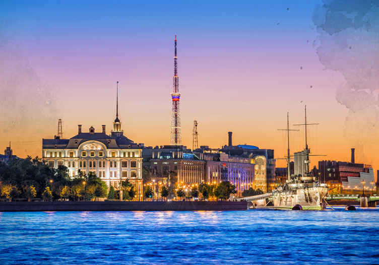 Night in Saint Petersburg mural wallpaper - TenStickers