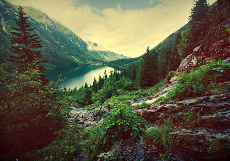 Lake between mountains nature wall mural - TenStickers