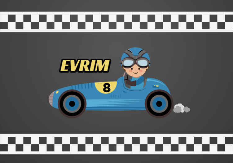 Children wall mural cartoon racing car design - TenStickers