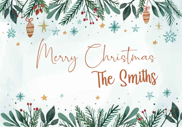merry xmas with personalised name wall mural - TenStickers