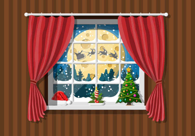 雪のクリスマスの壁の壁画を振り返る - TENSTICKERS