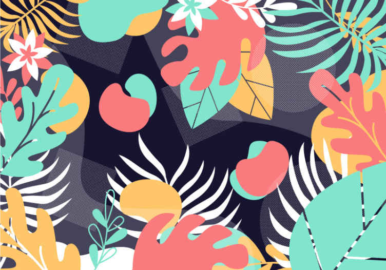 Papier peint nature motifs de feuilles tropicales - TenStickers
