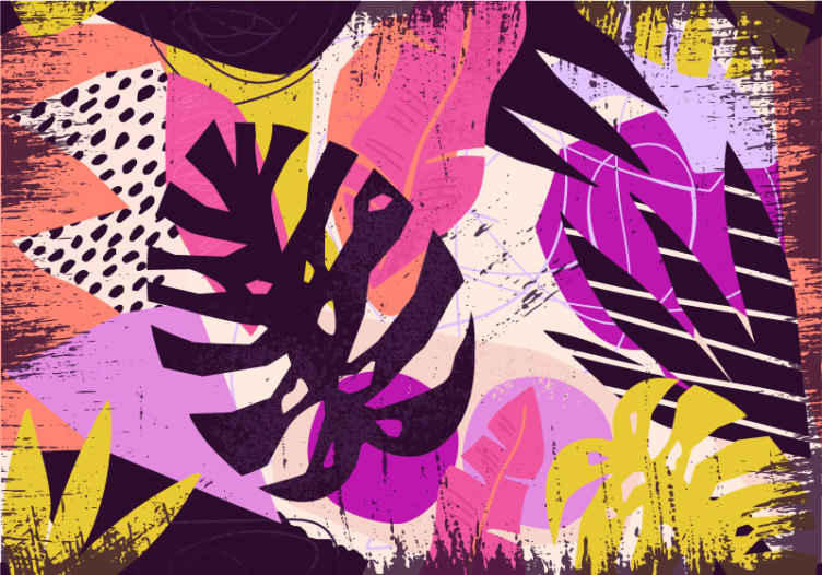 Vibrant colorful shapes abstract wall mural - TenStickers