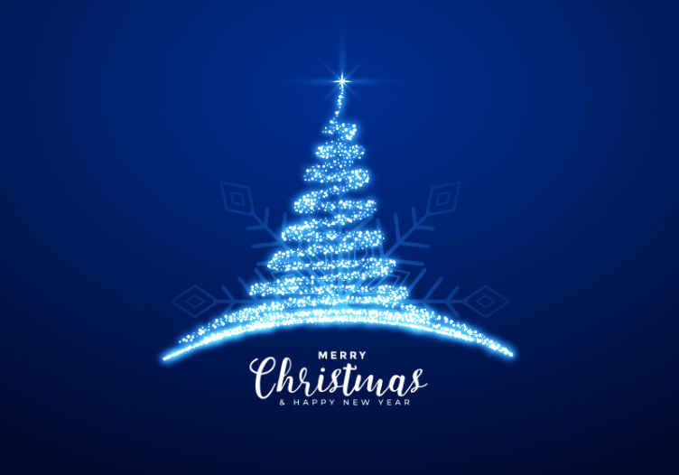 Blå glitrende jul veggmaleri - Tenstickers