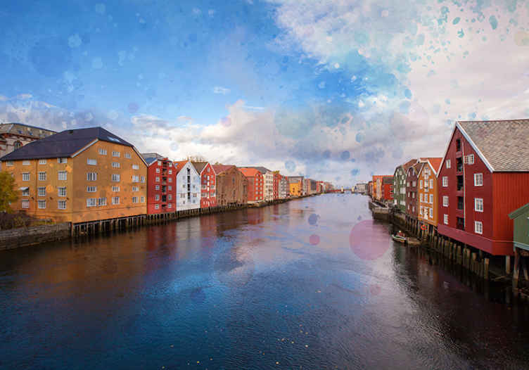 Tondheim's river  wall mural - TenStickers