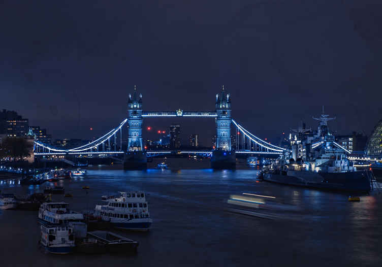 London znamenitosti navečer london skyline mural - TenStickers