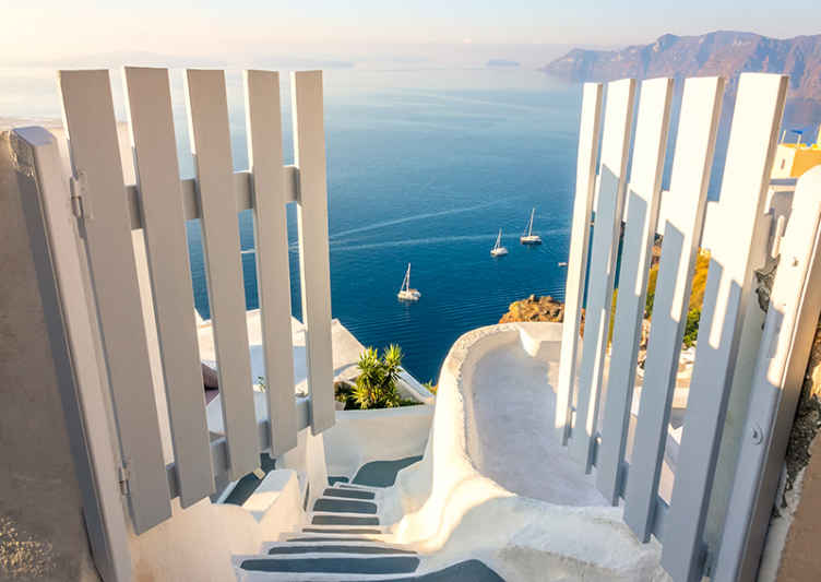 Sailboats Over Ocean landscape wall mural - TenStickers