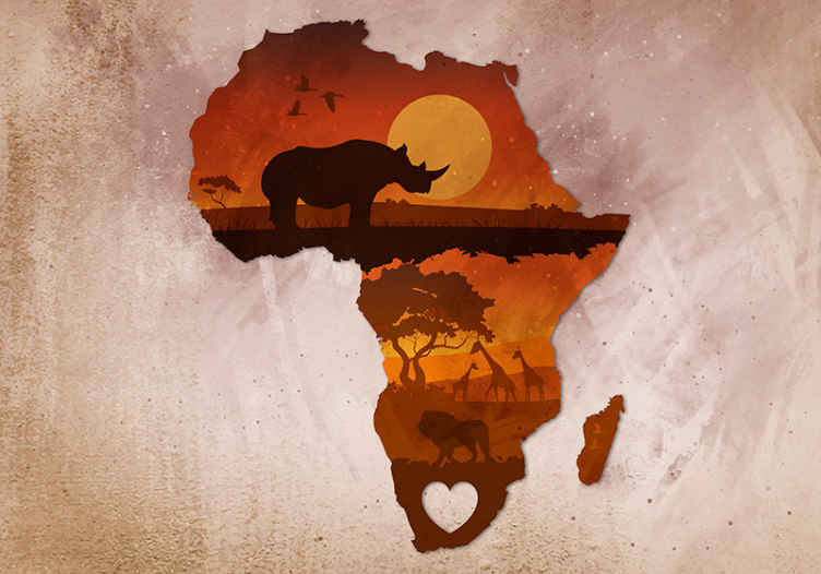 South Africa map with heart wall mural - TenStickers