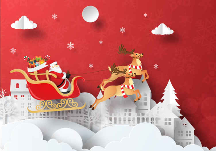 Santa and reindeers Christmas scene wall mural - TenStickers
