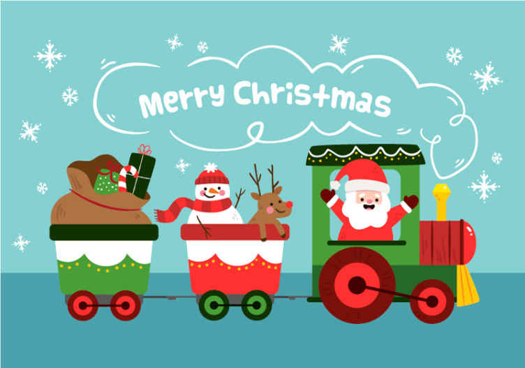 Cartoon train Christmas wall mural - TenStickers