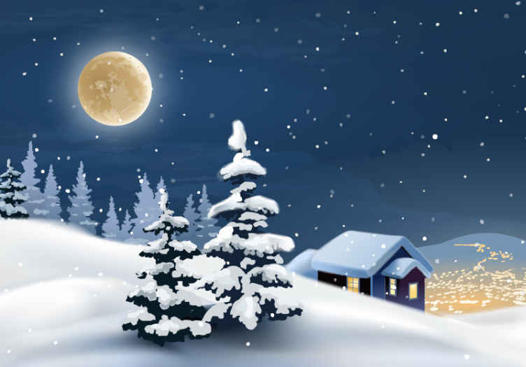 Cartoon winter landscape Christmas wall mural - TenStickers