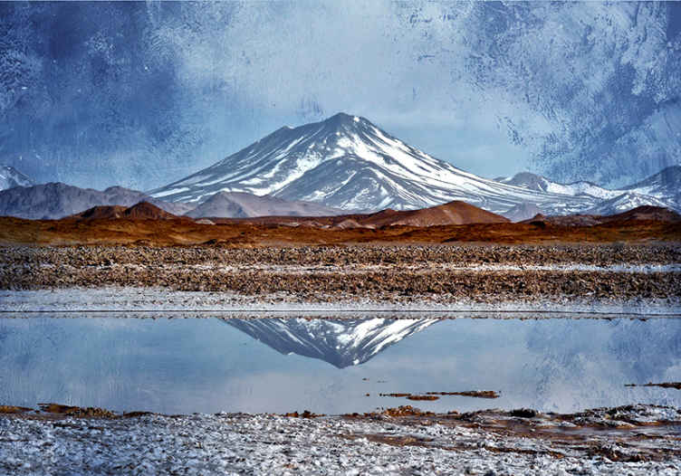 アンデス山脈の山の壁の壁画の湖 - TENSTICKERS