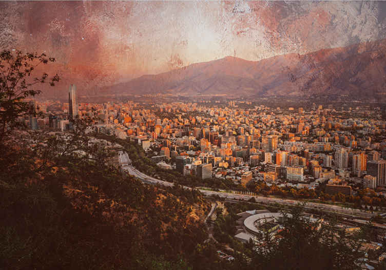 Papel mural ciudades santiago al atardecer - TenVinilo