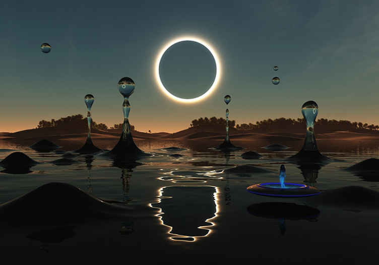 Celestial Water Scene space wall mural - TenStickers