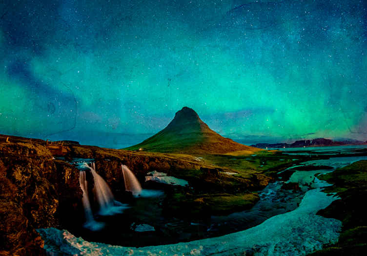 Fotomurais de paisagens vista das luzes do norte - TenStickers