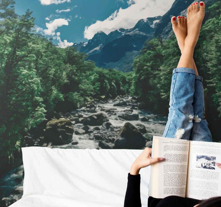 Parati per salone Fiume roccioso nella giungla