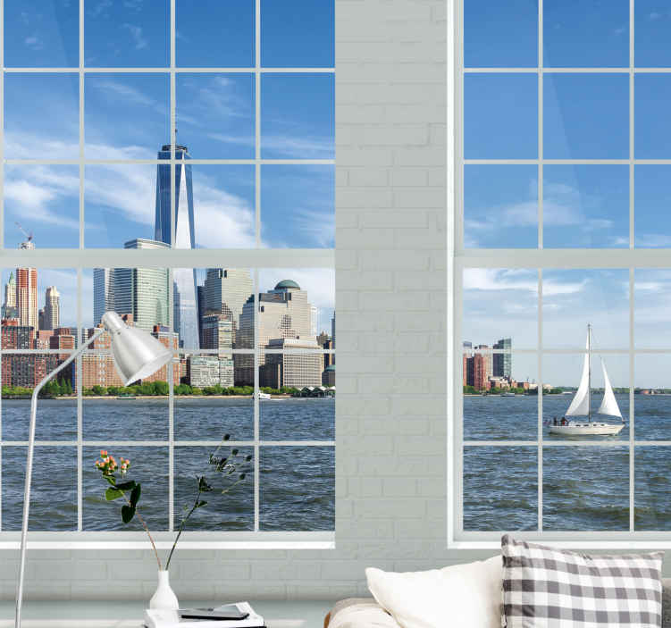 Square window new york mural wallpaper - TenStickers