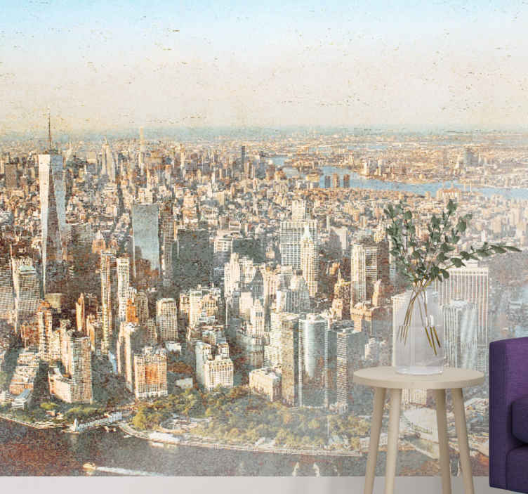 carta da parati citta del mondo Foto aerea d'epoca di manhattan