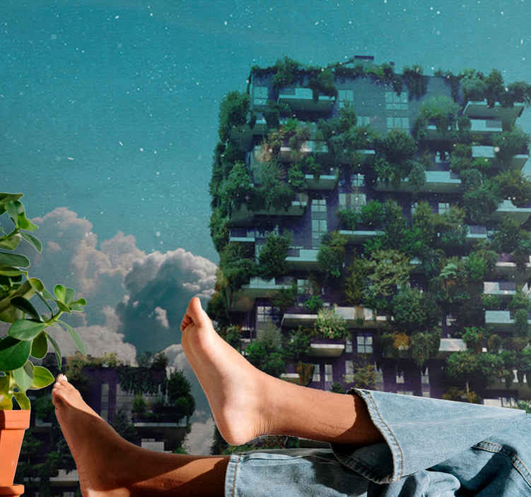 Murales per camera Edificio in cemento con impianti a milano