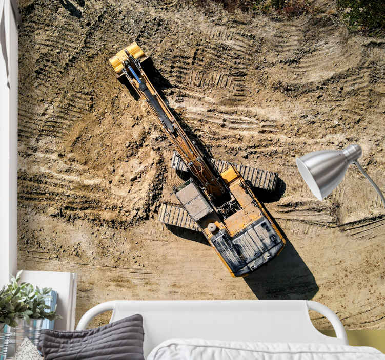 Wall mural vehicle excavator in action - TenStickers