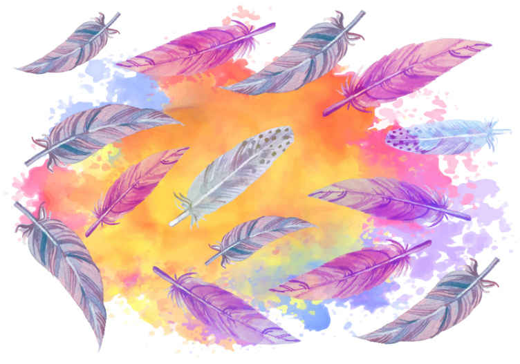 Flower wall mural colorful feather designs - TenStickers