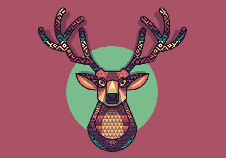 Animals wall mural geometric deer head - TenStickers