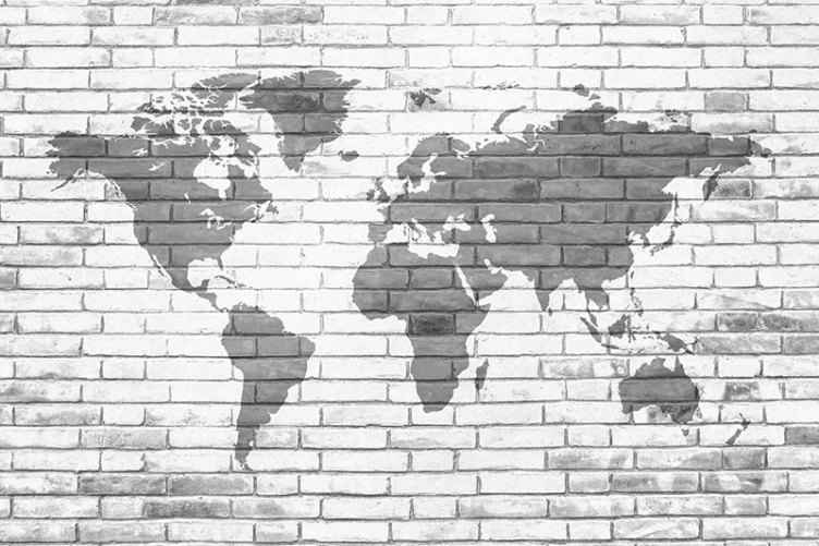 World map wall mural global map outline - TenStickers