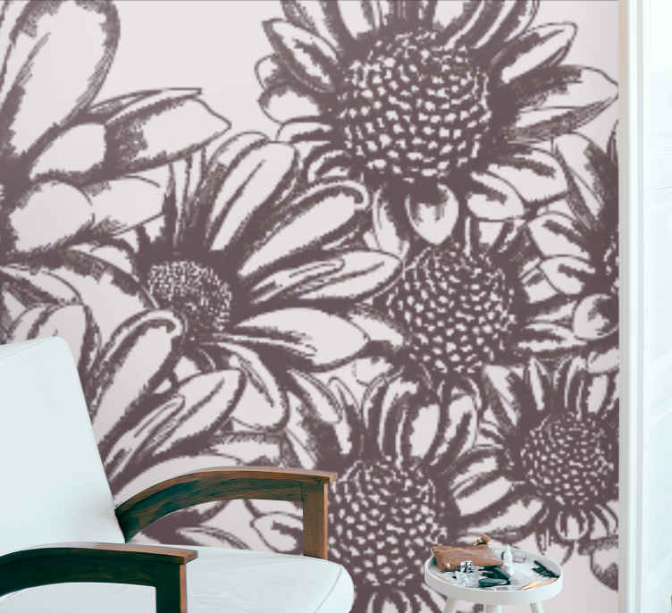 Flower wall mural daisy flower design - TenStickers