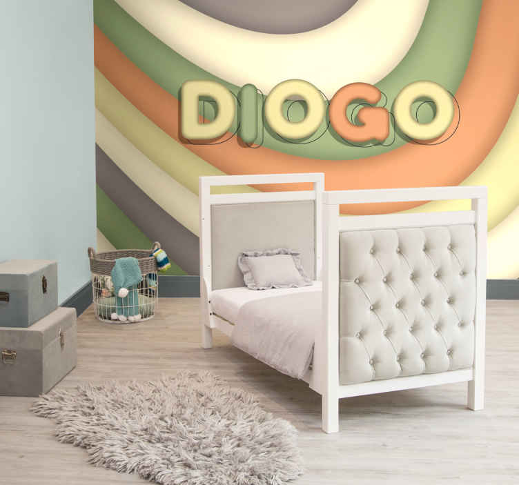 Curved stripes witj name children wall mural - TenStickers