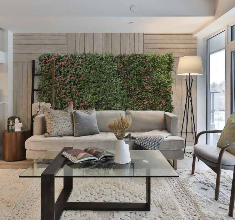 Papier peint mural de jardin vertical avec bois - TenStickers
