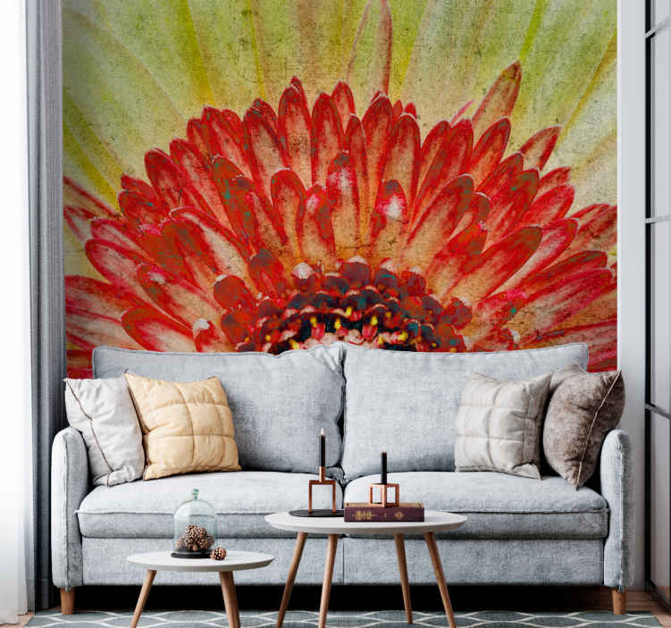 Close up pink flower mural wallpaper TenStickers