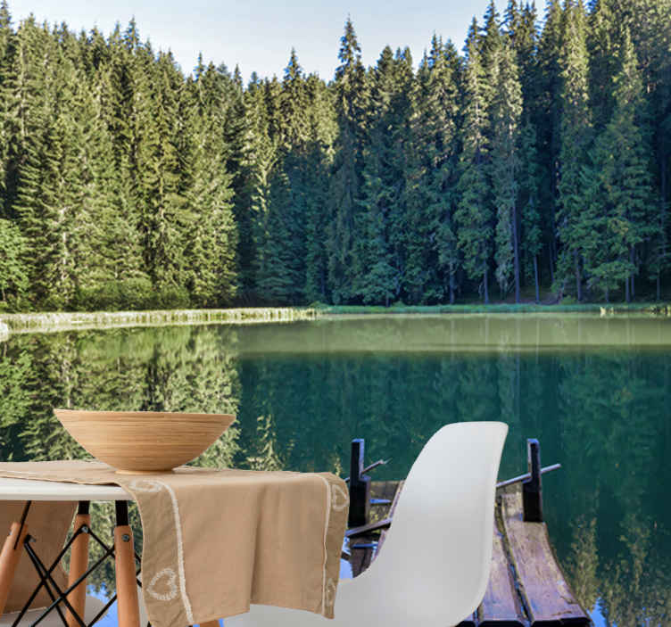 Fotomurale paesaggi Lago con alberi verdi dietro