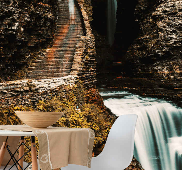 Fantastisk trapp Foss fototapeter - Tenstickers