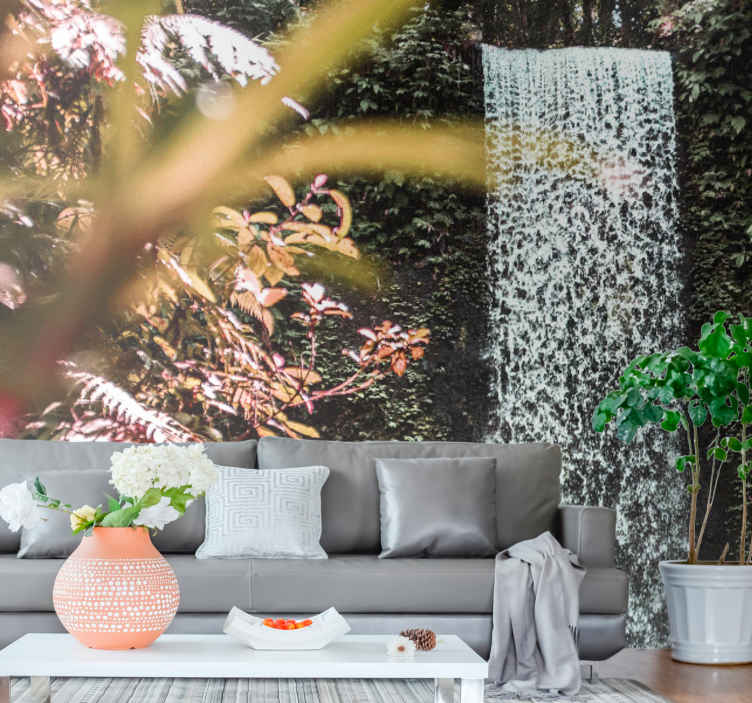 Tropical serene atmosphere wall mural waterfall - TenStickers
