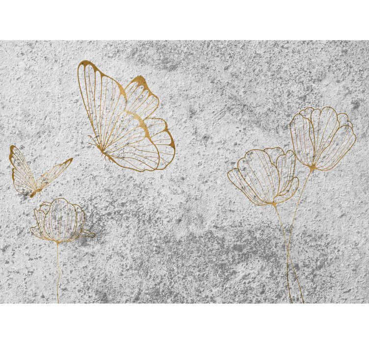 Tapisserie fleur design élégant de papillons - TenStickers