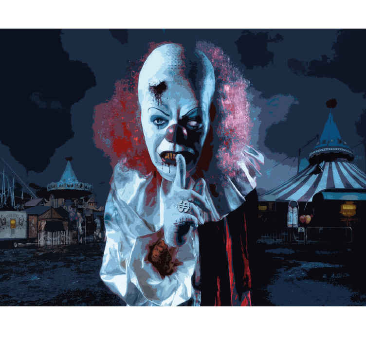 Sinister clown portrait wall mural halloween - TenStickers