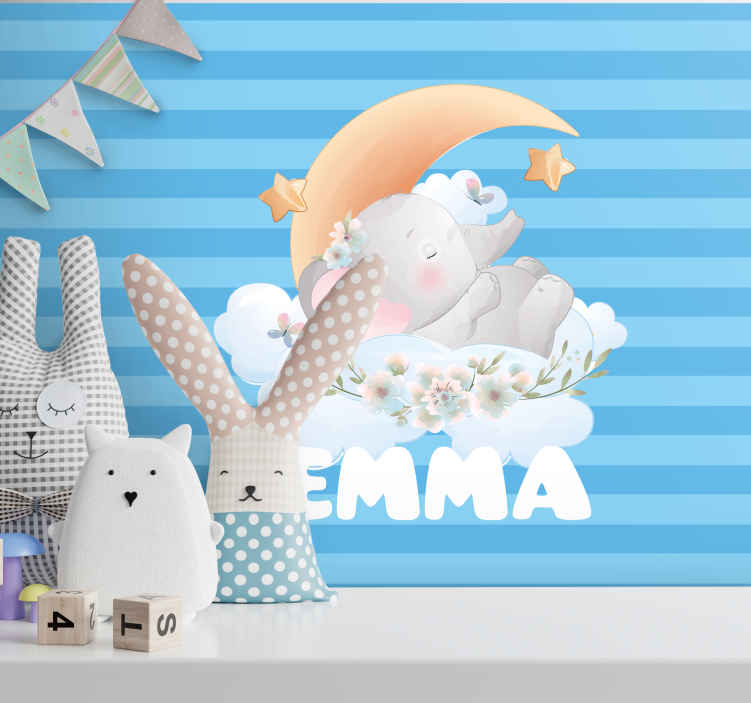 Papier Peint Bebe Elephant D Animaux Mignons Avec Nom Tenstickers