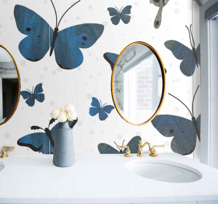 Mural baño elegante mariposa volando - TenVinilo