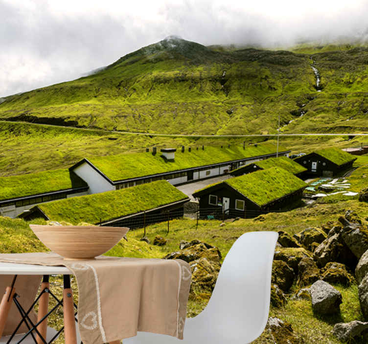 Fotomurais de paisagens Montanhas verdes com pedras - TenStickers