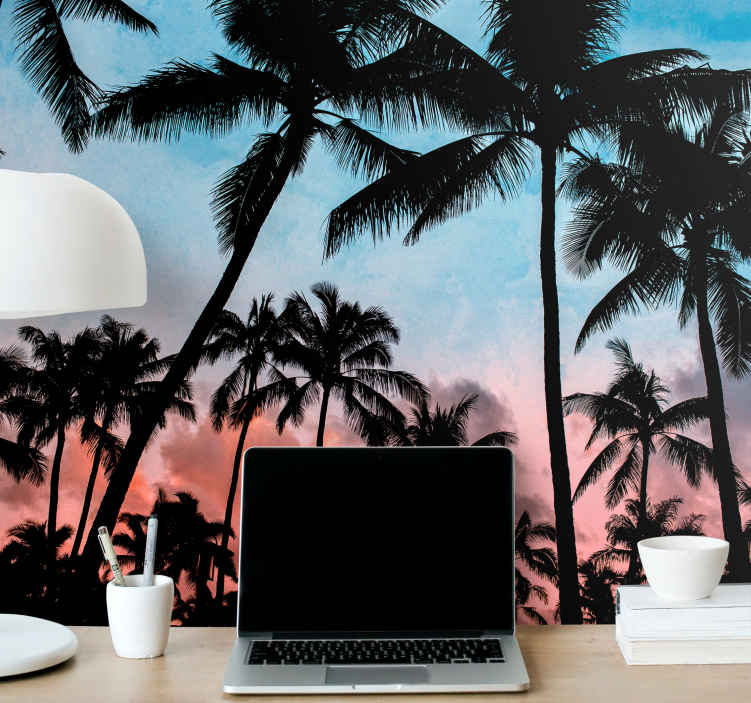 Mural de naturaleza sombras de palmera tropical - TenVinilo