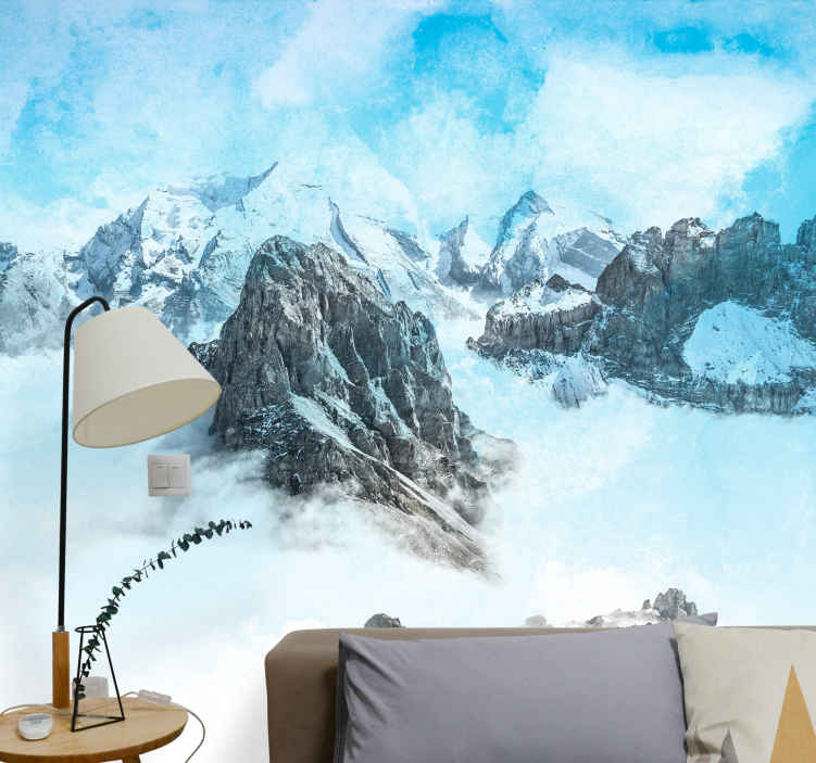 Mountain wall mural majestic icy peaks - TenStickers