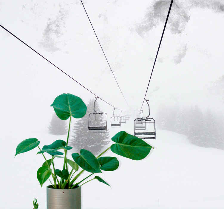 Ski lift view fototapeta z gorami - TenStickers