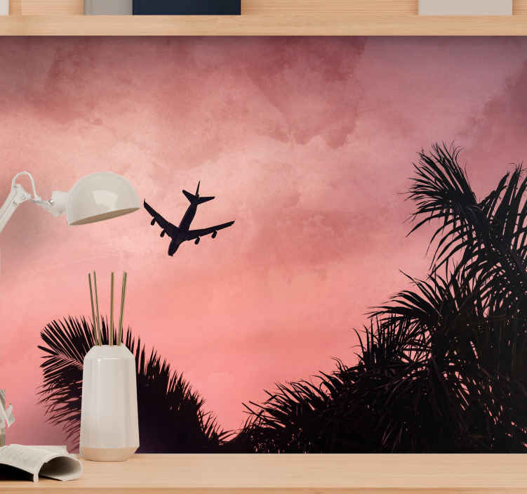 Airplane Silhouette at Dusk vehicle wall mural - TenStickers