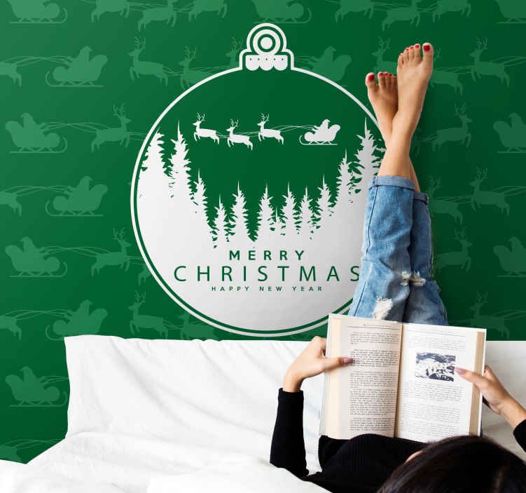 Fotobehang kerst vrolijk winterlandschap - TenStickers