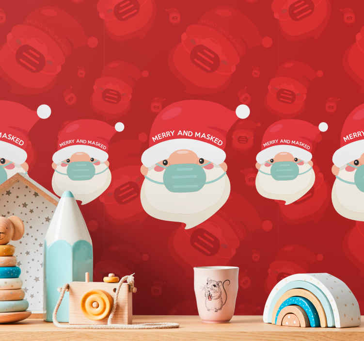 Tapisserie noel père noël avec masque - TenStickers