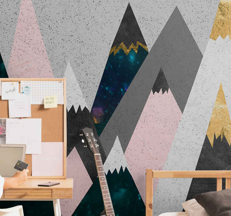 Colorful mountains design wall mural - TenStickers